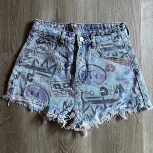 Graphic Denim Jean Shorts